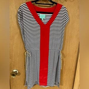 SAIL TO SABLE/100% silk sleeveless stripped tunic dress